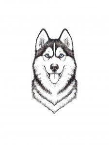 Husky Portrait Coloring Page