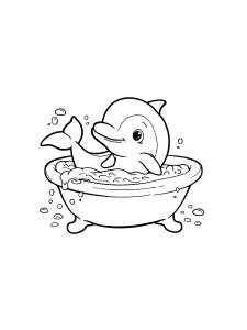 Dolphin in a Bathtub Coloring Page