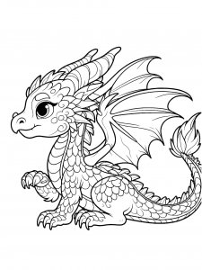 Baby Dragon Raising a Paw Coloring Page
