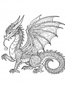 Adult Dragon With Patterns Coloring Page