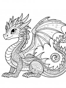 Beautiful Dragon With Patterns Coloring Page