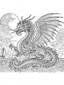 Zentangle Style Dragon Coloring Page