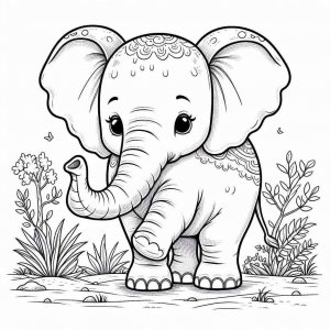 Elephant coloring page - picture 1