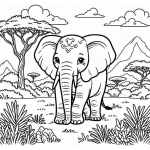 Elephant coloring page - picture 15