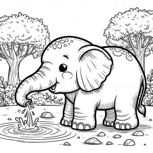 Elephant coloring page - picture 17