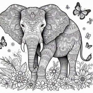 Elephant coloring page - picture 18