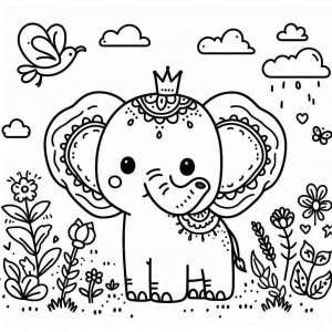 Elephant coloring page - picture 19