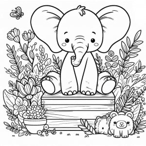 Elephant coloring page - picture 2