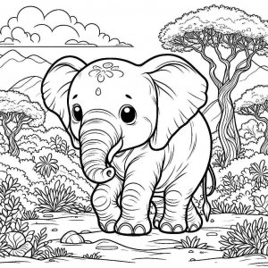 Elephant coloring page - picture 21