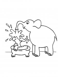 Elephant Washing Its Baby Coloring Page