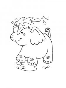 Elephant Splashing Water Coloring Page