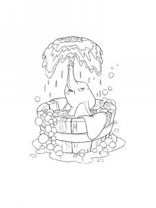 Bathing Elephant Coloring Page