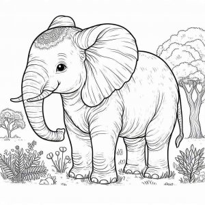 Elephant coloring page - picture 4