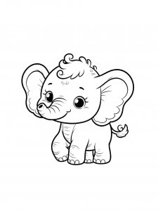 Baby Elephant With a Hairstyle Coloring Page