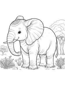 Elephant With Patterns on Its Head Coloring Page