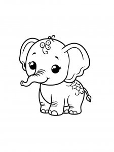 Adorable Baby Elephant Coloring Page