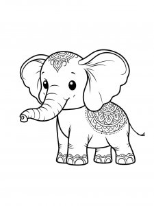 Elephant With Patterns on Its Back Coloring Page