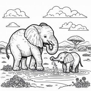 Elephant coloring page - picture 6