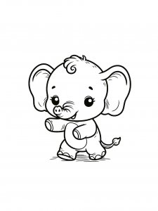 Playful Baby Elephant Coloring Page