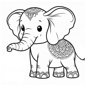 Elephant coloring page - picture 9
