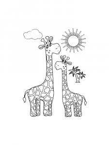 Cartoon Giraffes Coloring Page