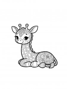 Patterned Giraffe Coloring Page