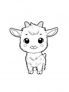 Chibi Baby Goat Coloring Page