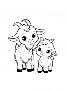 Goat and Baby Coloring Page