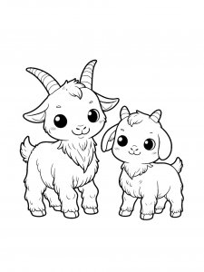 Mother Goat With Her Baby Coloring Page