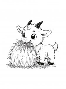 Baby Goat Eating Coloring Page