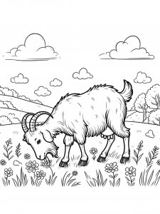 Goat Eating Flowers Coloring Page