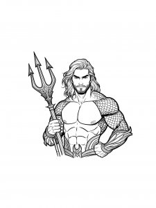Aquaman ready to defend Atlantis coloring page