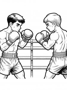 Professional boxing scene coloring page