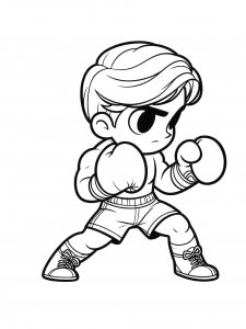 Little boxer with gloves coloring page