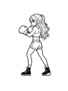 Strong female boxer coloring page