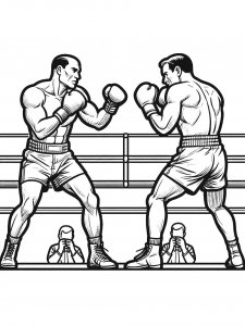 Boxing match scene coloring page