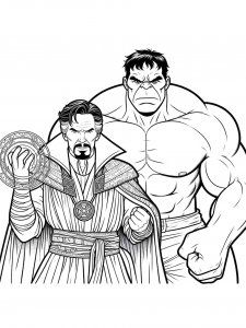 Doctor Strange and Hulk coloring page