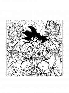 Goku in base and Super Saiyan forms coloring page