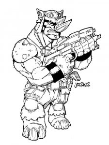 Rocksteady coloring with gun