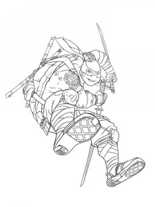 Leonardo flying with swords coloring page