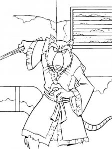 Coloring page Splinter shows the move to the Teenage Mutant Ninja Turtles
