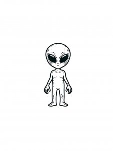 Simple alien with an oval head and three fingers coloring page
