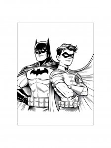 DC Comics crime-fighting duo Batman and Robin coloring page