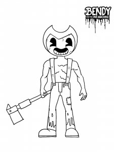 Big Bendy with an axe coloring page