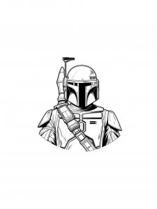 Star Wars Boba Fett portrait coloring page