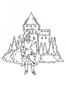 Castle and Knight coloring page 1 - Free printable