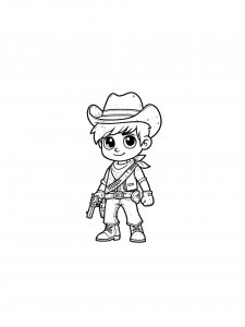 Western-themed child with a holster and bullets coloring page