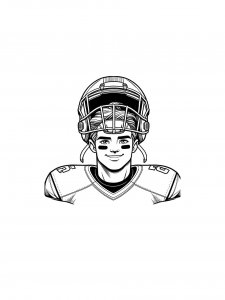 American football headshot of a player coloring page