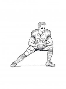 American football player in a jersey number 12 ready to pass the ball coloring page