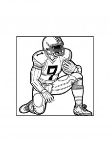 American football player kneeling with a ball coloring page